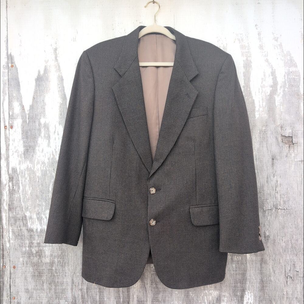 Oscar De La Renta Wool Herringbone Check Tweed Sport Coat Men's 40R